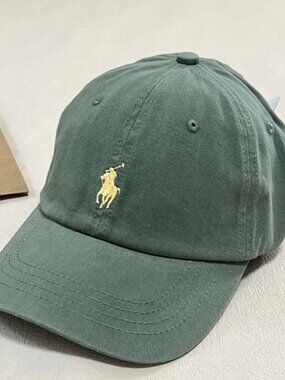 Ralph Lauren Green Baseball Cap with Yellow Polo Logo